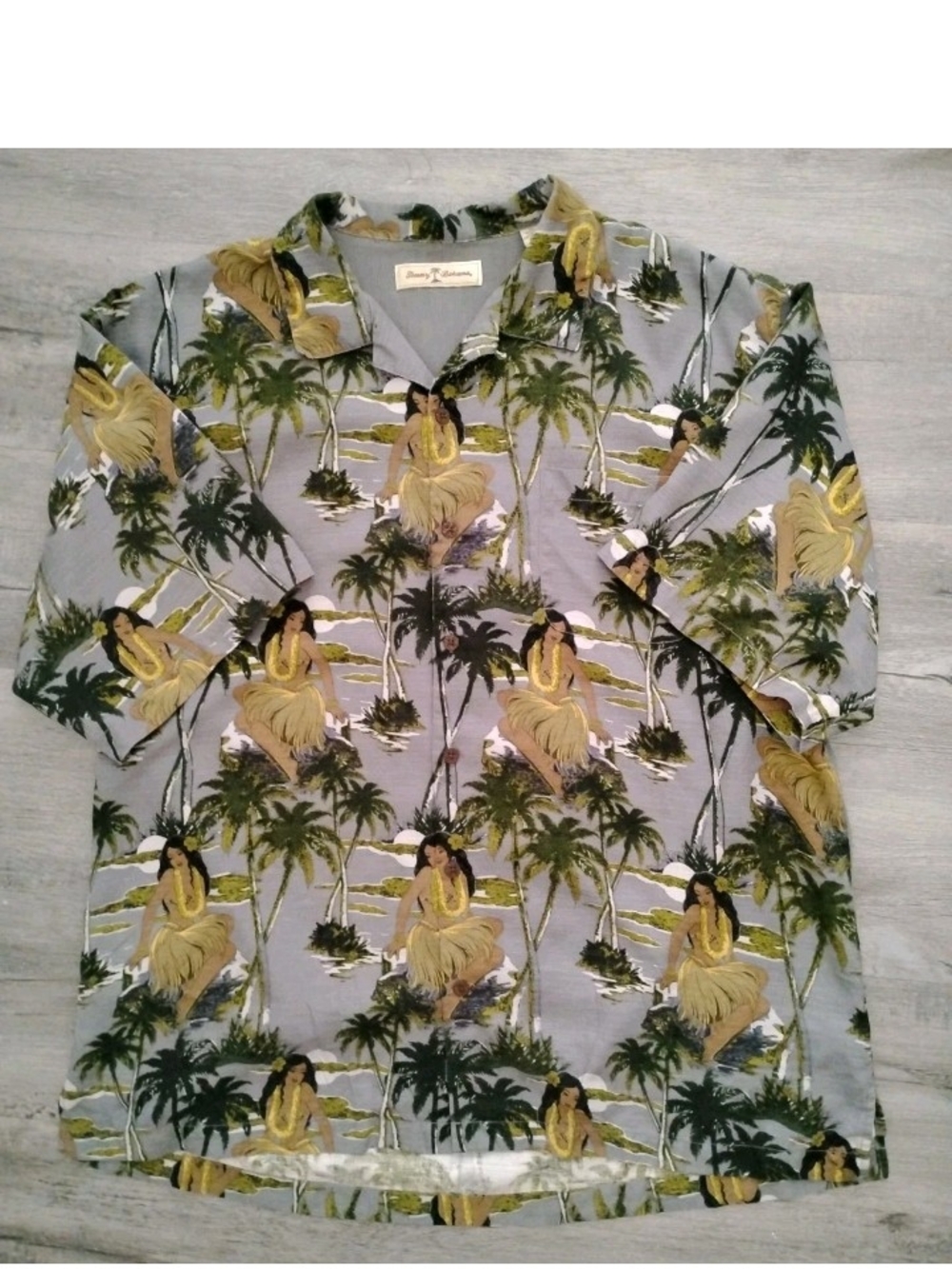 Tommy Bahama Silk Hawaiian Hula Girl Button Front Short Short Sleeve Men's XL